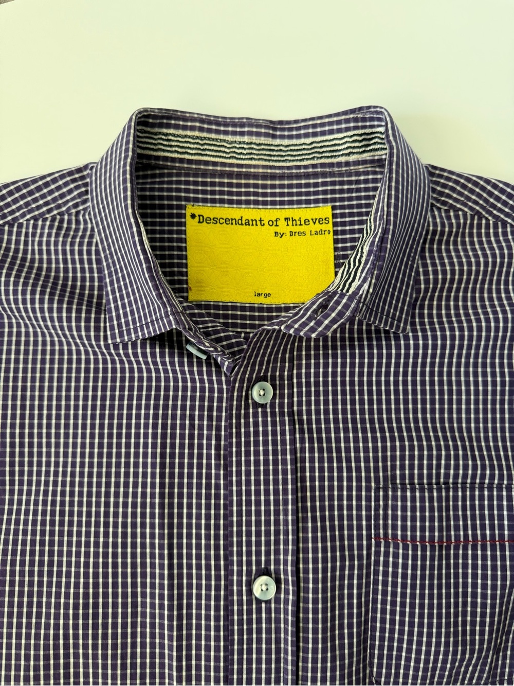 Descendant Of Thieves Limited Ed. Purple Gingham Check Button Casual Dress Shirt